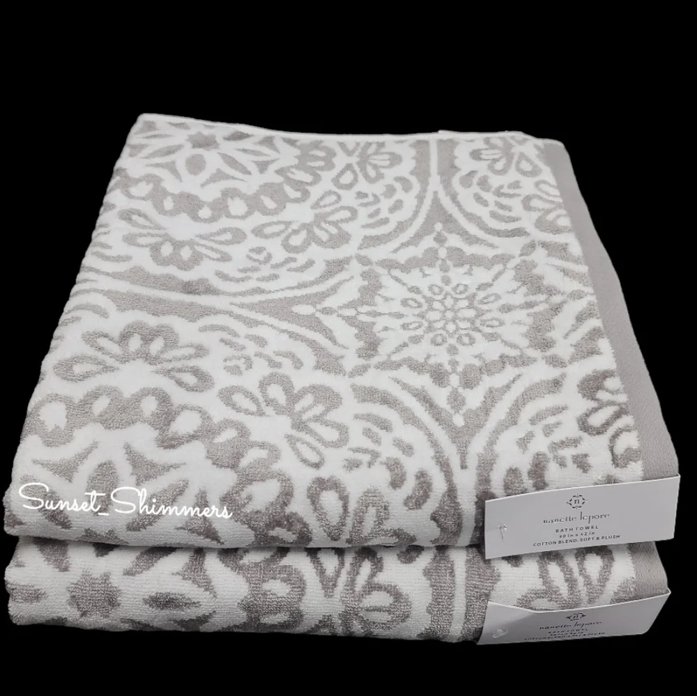 9pc Nanette Lapore Snowflake Damask Christmas Bath Hand Tip Towel Set New
